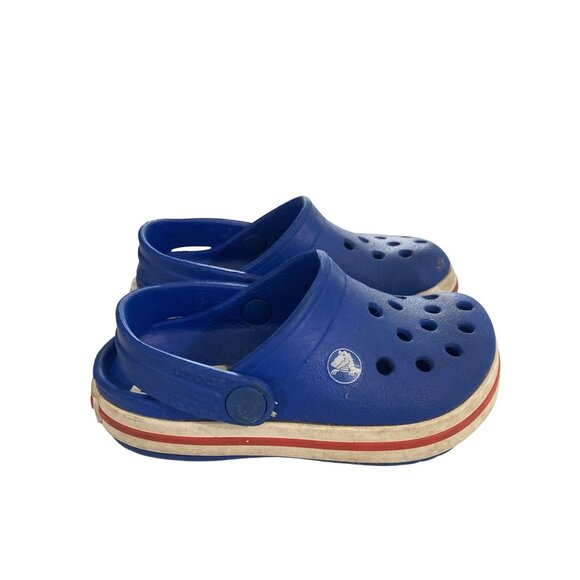 Crocs Classic Kids Size 6 Blue Slip-On Adjustable Heel Strap Clog Shoes - Picture 5 of 8